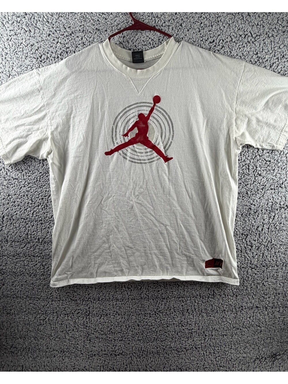 Air Jordan Jumpman T Shirt Men XL White Red Rhinestone Flocked Graphic Nike